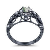 Art Deco Round Natural Stone Filigree Ring
