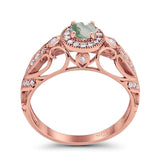 Art Deco Round Natural Stone Filigree Ring