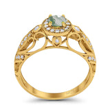 Art Deco Round Natural Stone Filigree Ring