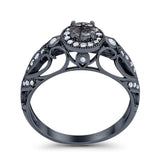 Art Deco Round Natural Stone Filigree Ring