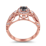 Art Deco Round Natural Stone Filigree Ring