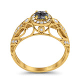 Art Deco Round Natural Stone Filigree Ring