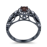 Art Deco Round Natural Stone Filigree Ring