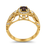 Art Deco Round Natural Stone Filigree Ring