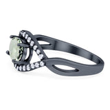 Infinity Oval Natural Stone Evil Eye Halo Ring