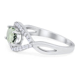 Infinity Oval Natural Stone Evil Eye Halo Ring