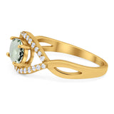 Infinity Oval Natural Stone Evil Eye Halo Ring