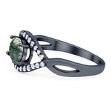 Infinity Oval Natural Stone Evil Eye Halo Ring