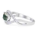 Infinity Oval Natural Stone Evil Eye Halo Ring