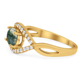 Infinity Oval Natural Stone Evil Eye Halo Ring