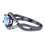 Infinity Oval Natural Stone Evil Eye Halo Ring