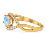 Infinity Oval Natural Stone Evil Eye Halo Ring