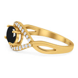 Infinity Oval Natural Stone Evil Eye Halo Ring