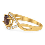 Infinity Oval Natural Stone Evil Eye Halo Ring