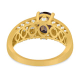 Art Deco Oval Natural Stone Cocktail Ring