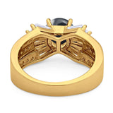 Art Deco Round Natural Stone Cocktail Ring