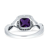 Art Deco Cushion Cut Halo Infinity Twist Ring