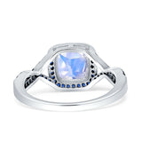 Art Deco Cushion Cut Halo Infinity Twist Ring