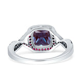 Art Deco Cushion Cut Halo Infinity Twist Ring