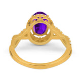 Art Deco Oval Natural Stone Twisted Ring