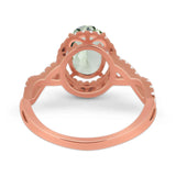 Art Deco Oval Natural Stone Twisted Ring