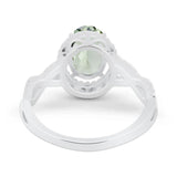 Art Deco Oval Natural Stone Twisted Ring