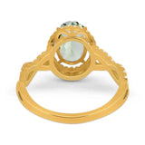 Art Deco Oval Natural Stone Twisted Ring