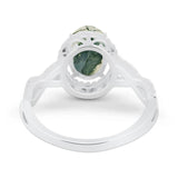 Art Deco Oval Natural Stone Twisted Ring