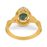 Art Deco Oval Natural Stone Twisted Ring