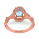 Art Deco Oval Natural Stone Twisted Ring