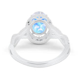 Art Deco Oval Natural Stone Twisted Ring