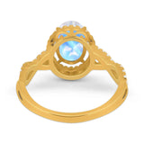 Art Deco Oval Natural Stone Twisted Ring