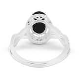 Art Deco Oval Natural Stone Twisted Ring