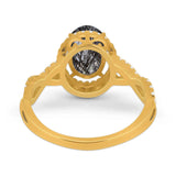 Art Deco Oval Natural Stone Twisted Ring