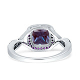 Art Deco Cushion Cut Halo Infinity Twist Ring