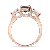 Three Stone Round Hidden Halo Trellis Ring