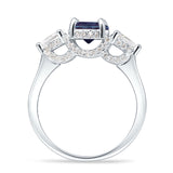 Three Stone Round Hidden Halo Trellis Ring