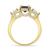 Three Stone Round Hidden Halo Trellis Ring