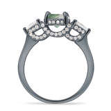 Three Stone Round Hidden Halo Trellis Ring