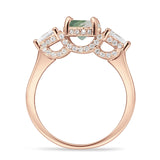 Three Stone Round Hidden Halo Trellis Ring
