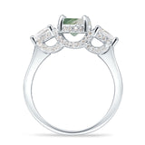 Three Stone Round Hidden Halo Trellis Ring