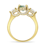 Three Stone Round Hidden Halo Trellis Ring