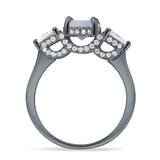 Three Stone Round Hidden Halo Trellis Ring