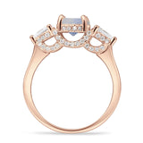 Three Stone Round Hidden Halo Trellis Ring