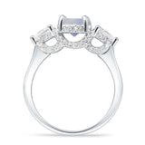 Three Stone Round Hidden Halo Trellis Ring