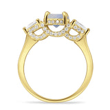 Three Stone Round Hidden Halo Trellis Ring