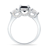 Three Stone Round Hidden Halo Trellis Ring