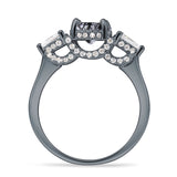 Three Stone Round Hidden Halo Trellis Ring