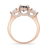 Three Stone Round Hidden Halo Trellis Ring