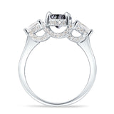 Three Stone Round Hidden Halo Trellis Ring